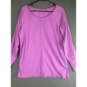 Athleta XL Long Sleeve Nylon Purple Workout Shirt Women’s Laser Cut out Detail
